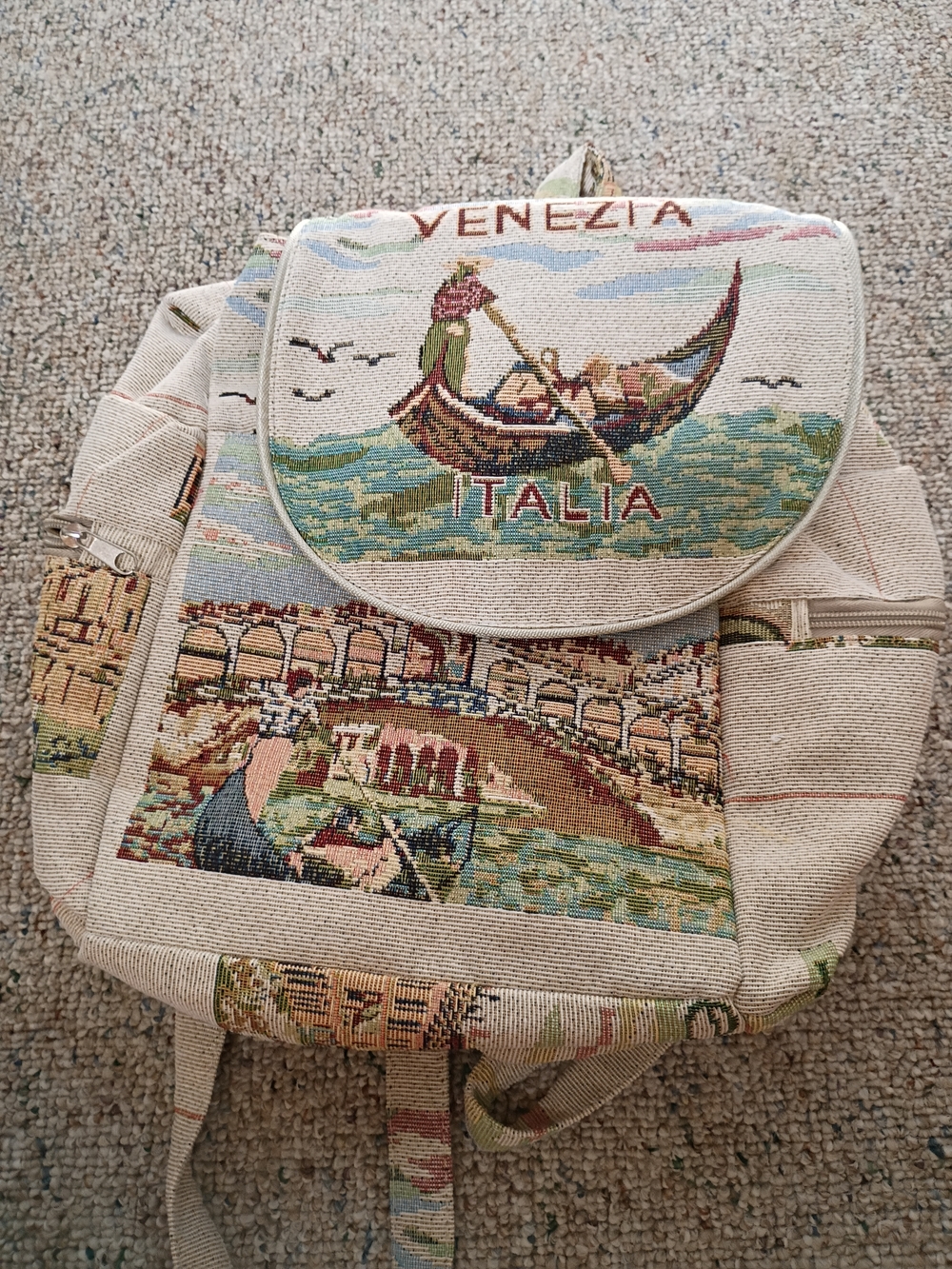 Italia Venezia Tapestry Backpack - Beige Multi